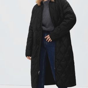 Everlane Black Quilted Long Coat